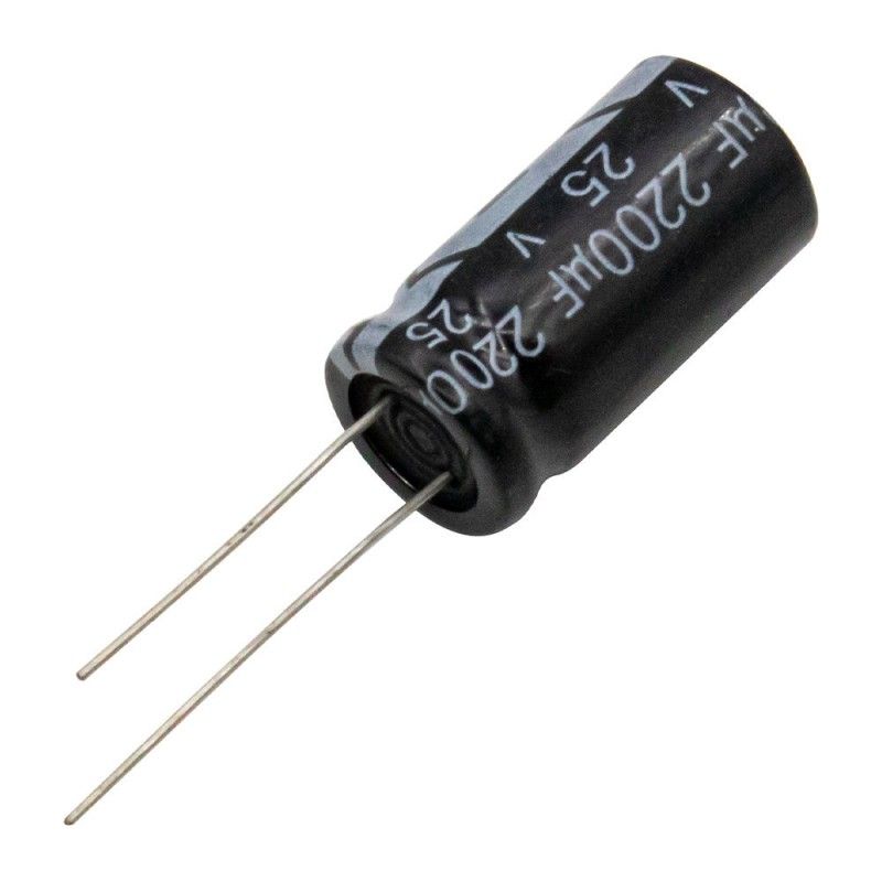 خازن الکترولیت 2200 میکروفاراد 25 ولت مدل 2200u25v بسته 3 عددی